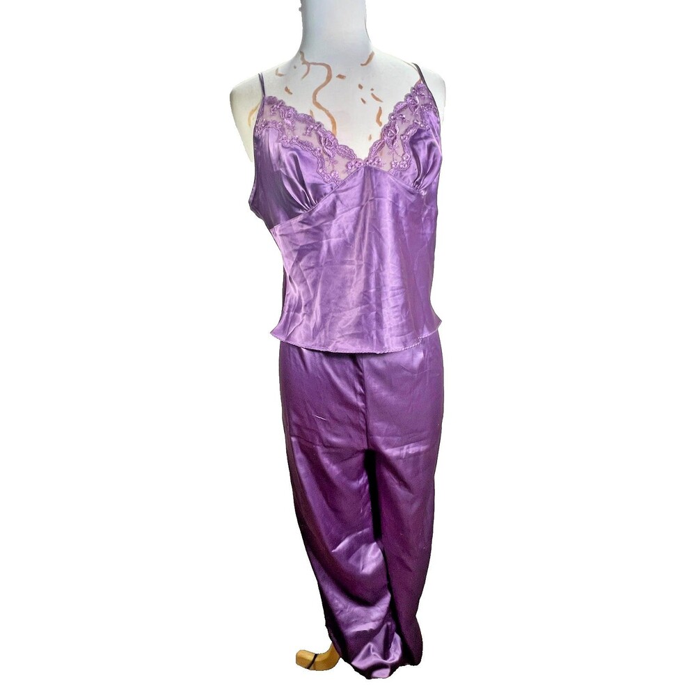 Victoria's Secret Pajamas Size L Women's Vintage 90's 2 Piece Silky Mob Wife Set